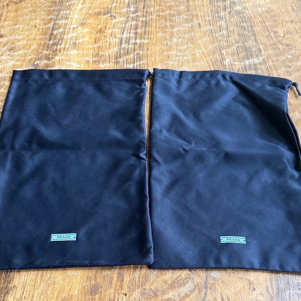 Prada Black Drawstring shoe or purse Storage Bags with Logo Tabs